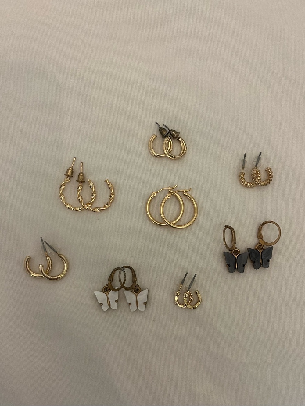 Gold-Tone Hoop & Butterfly Earring Set - Versatile Women’s Jewelry